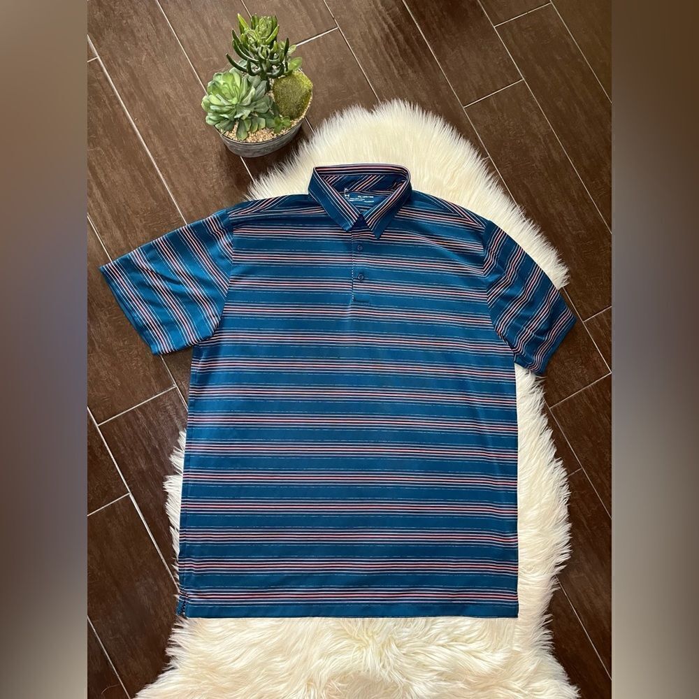 Under Armour Turquoise striped Performance polo Sz 2XL